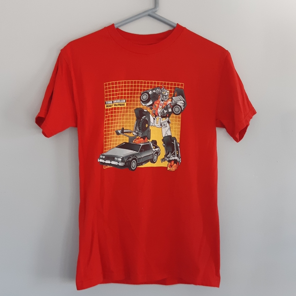 Time Traveler Marty McPrime - Back to the Future Transformers Parody T Shirt M
